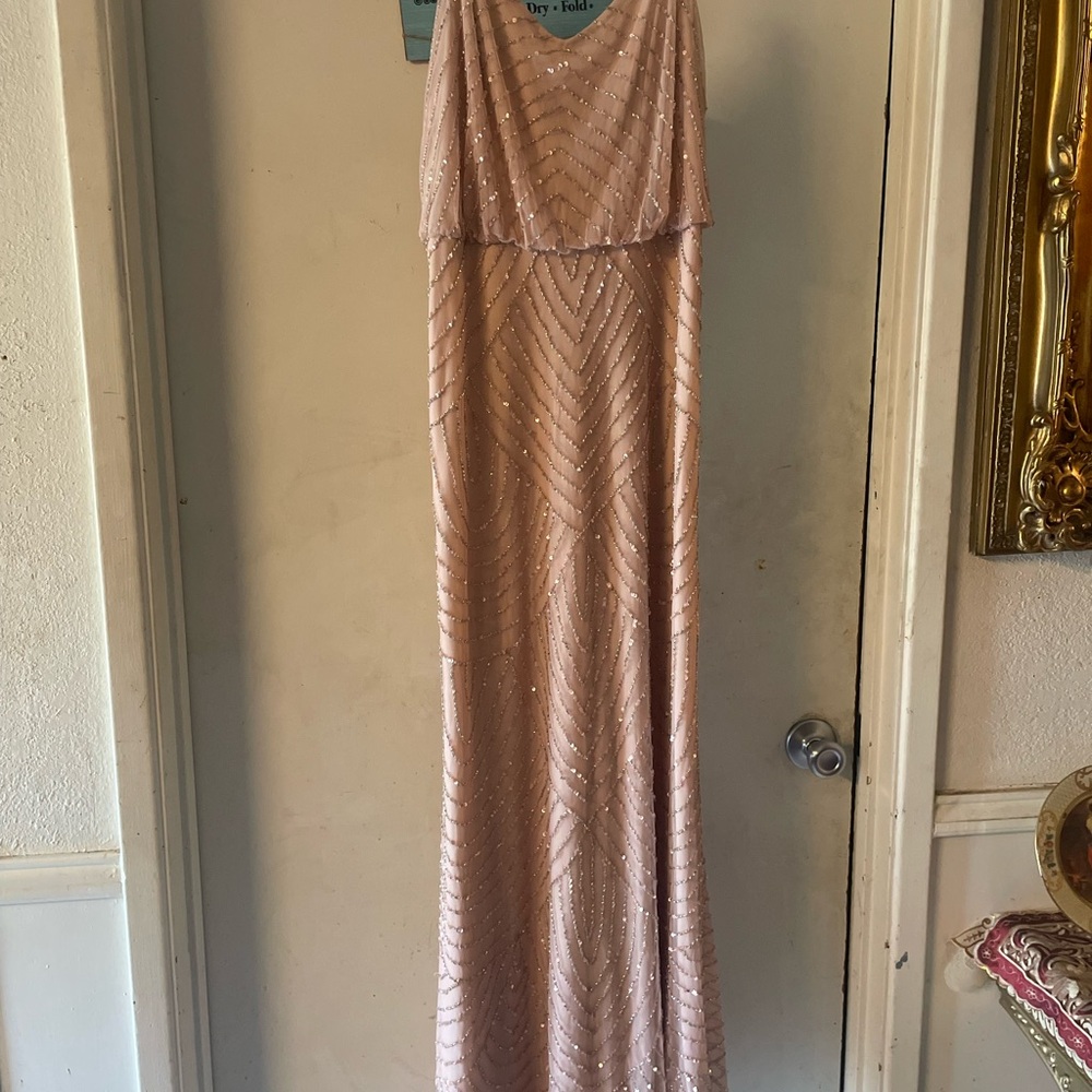 Adrianna Papell Blush Sequin Maxi Dress